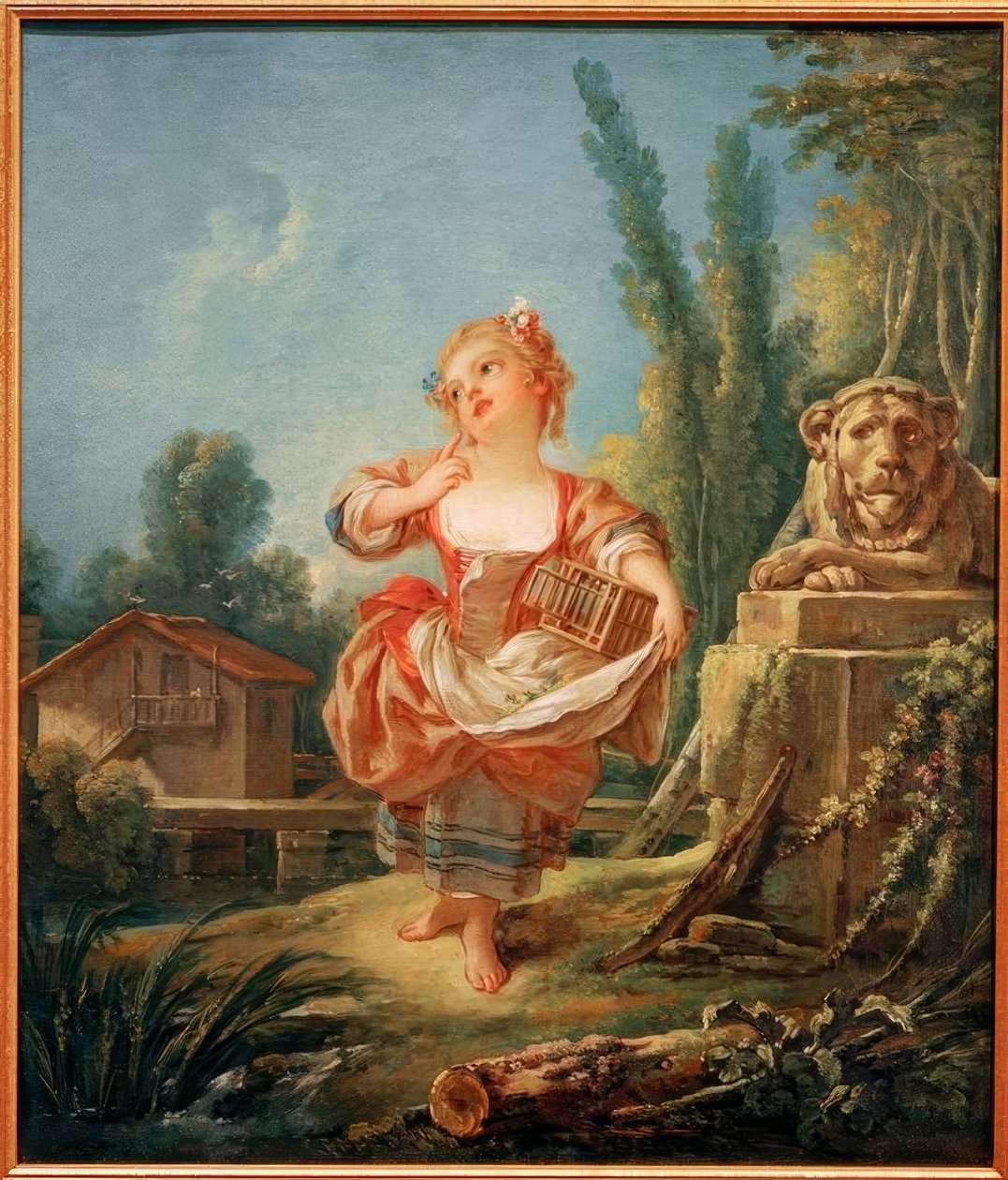 Flickan med fågelburen av François Boucher