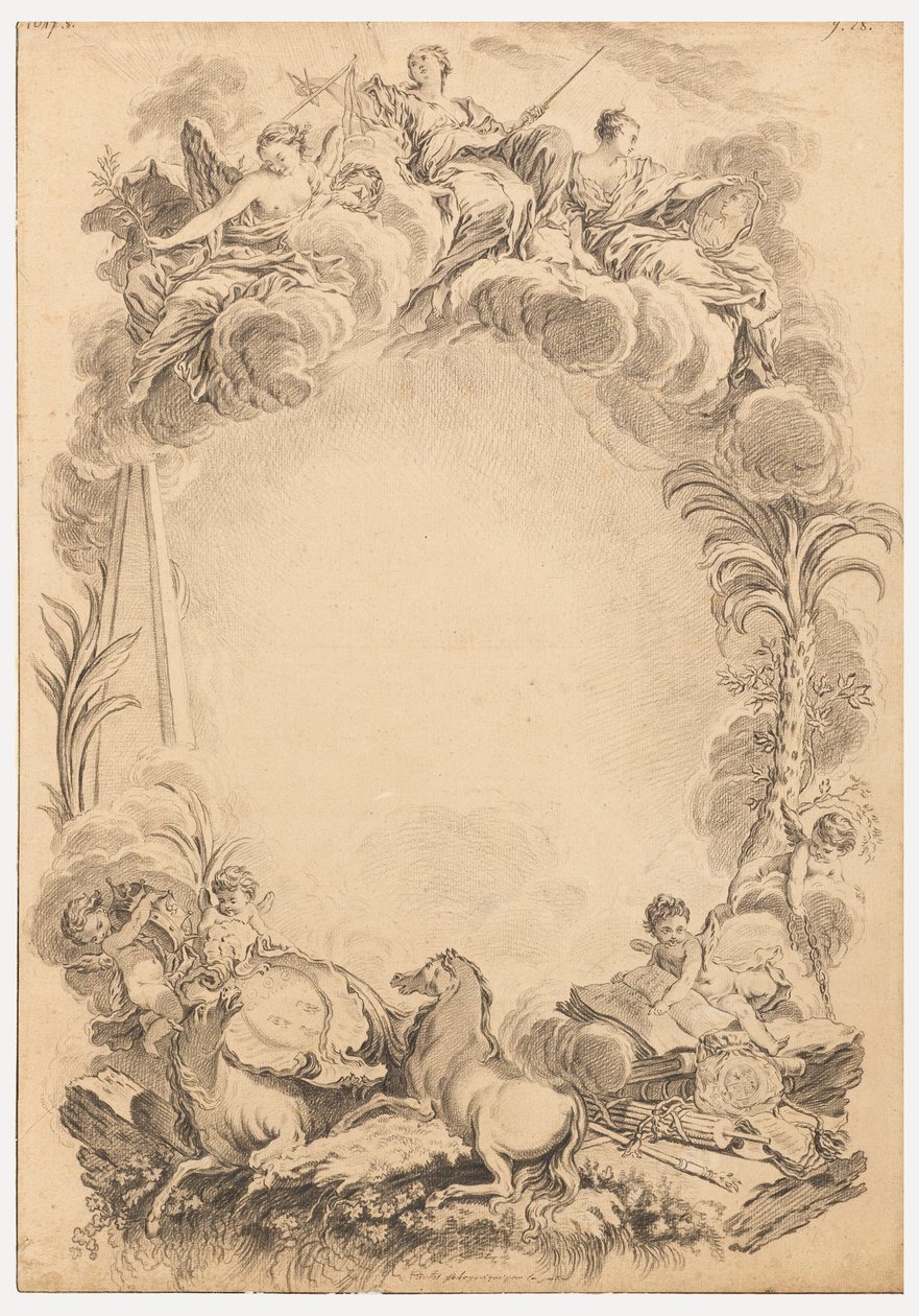 Design för en skylt till William Earl Cowpers ära (ca 1665-1723) av François Boucher