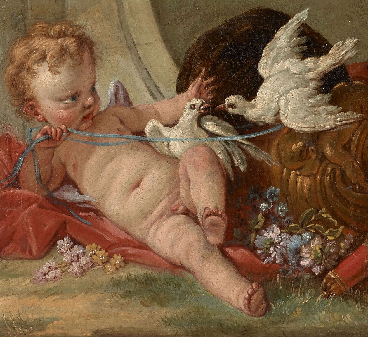 Entourage av François Boucher - Kärlek håller två duvor av François Boucher