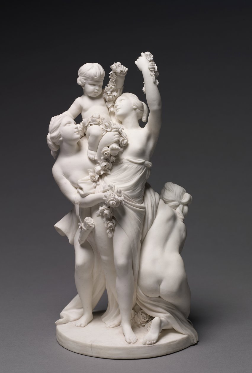 Kärleksfigur som bärs av de tre nåderna, tillverkad av Sèvres Factory, 1768 av François Boucher