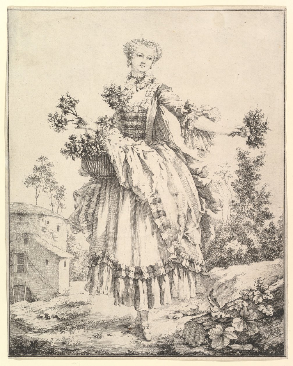 Blomsterflicka, 1700-tal. av François Boucher