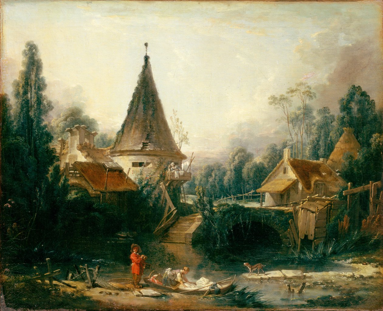 Franska: Paysage près de Beauvais Landskap nära Beauvais av François Boucher