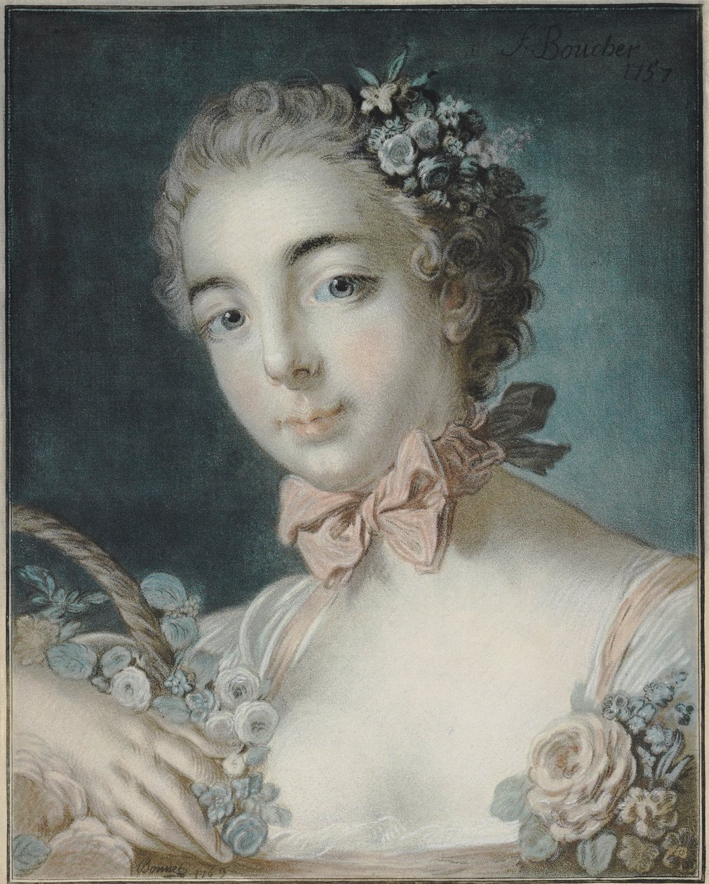 Floras huvud, 1769 (gravyr i pastell) av François Boucher