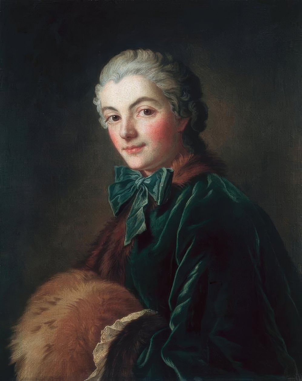 Ung kvinna med en muff av François Boucher