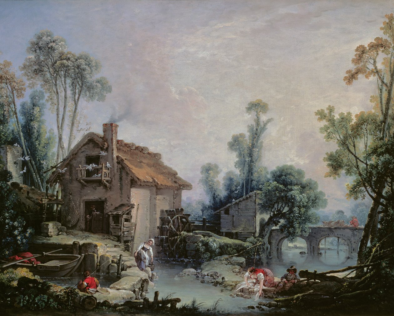 Landskap med en vattenkvarn, 1755 av François Boucher