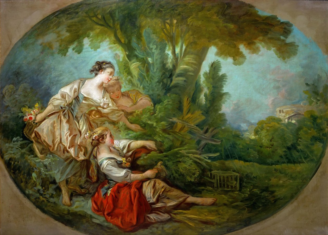 Lappeau, sa. Lappeau, dit loiseau fångad i näten Lockfågeln, även kallad The bird cau av François Boucher