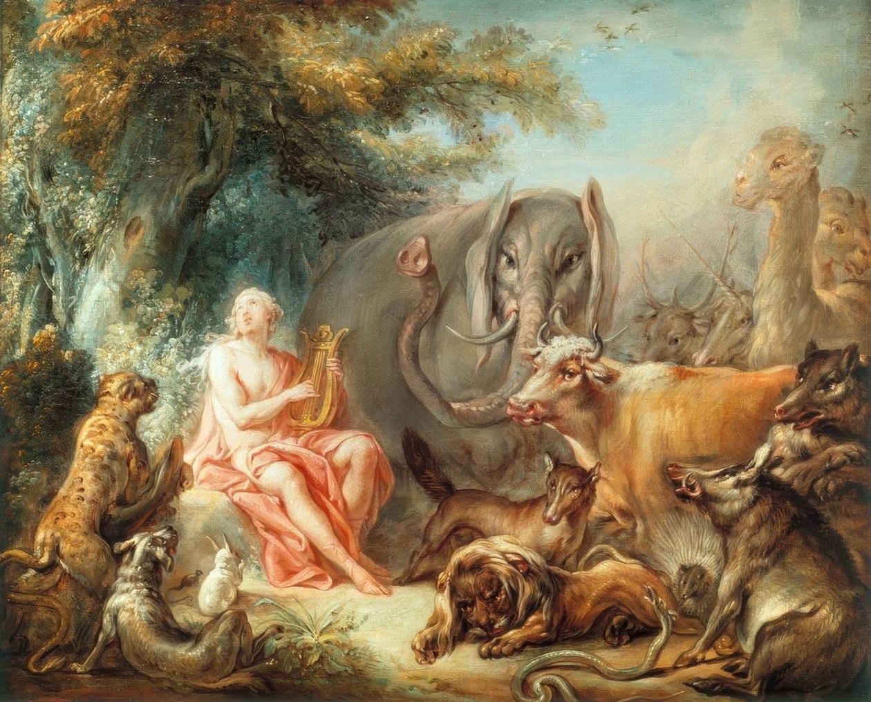 Orfeus charmar djuren av François Boucher