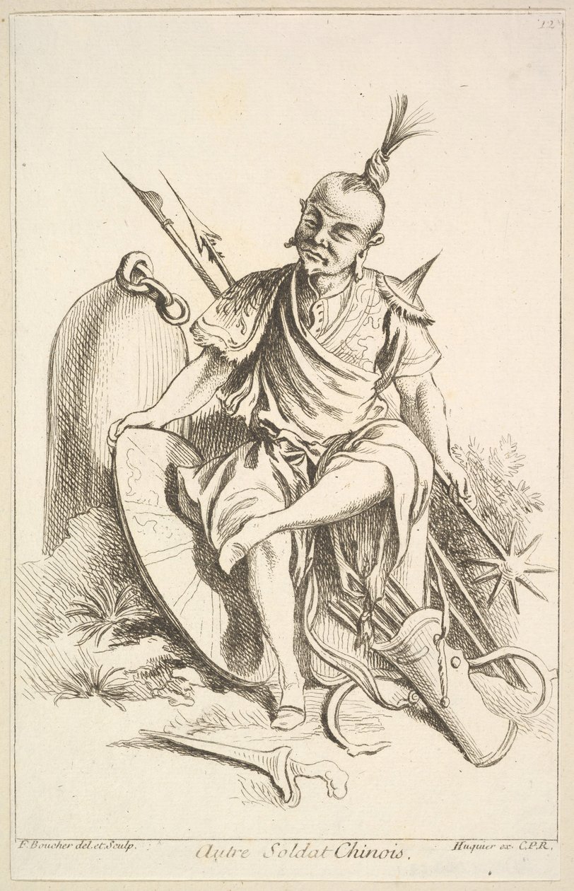 Annan kinesisk soldat, 1738-45. av François Boucher