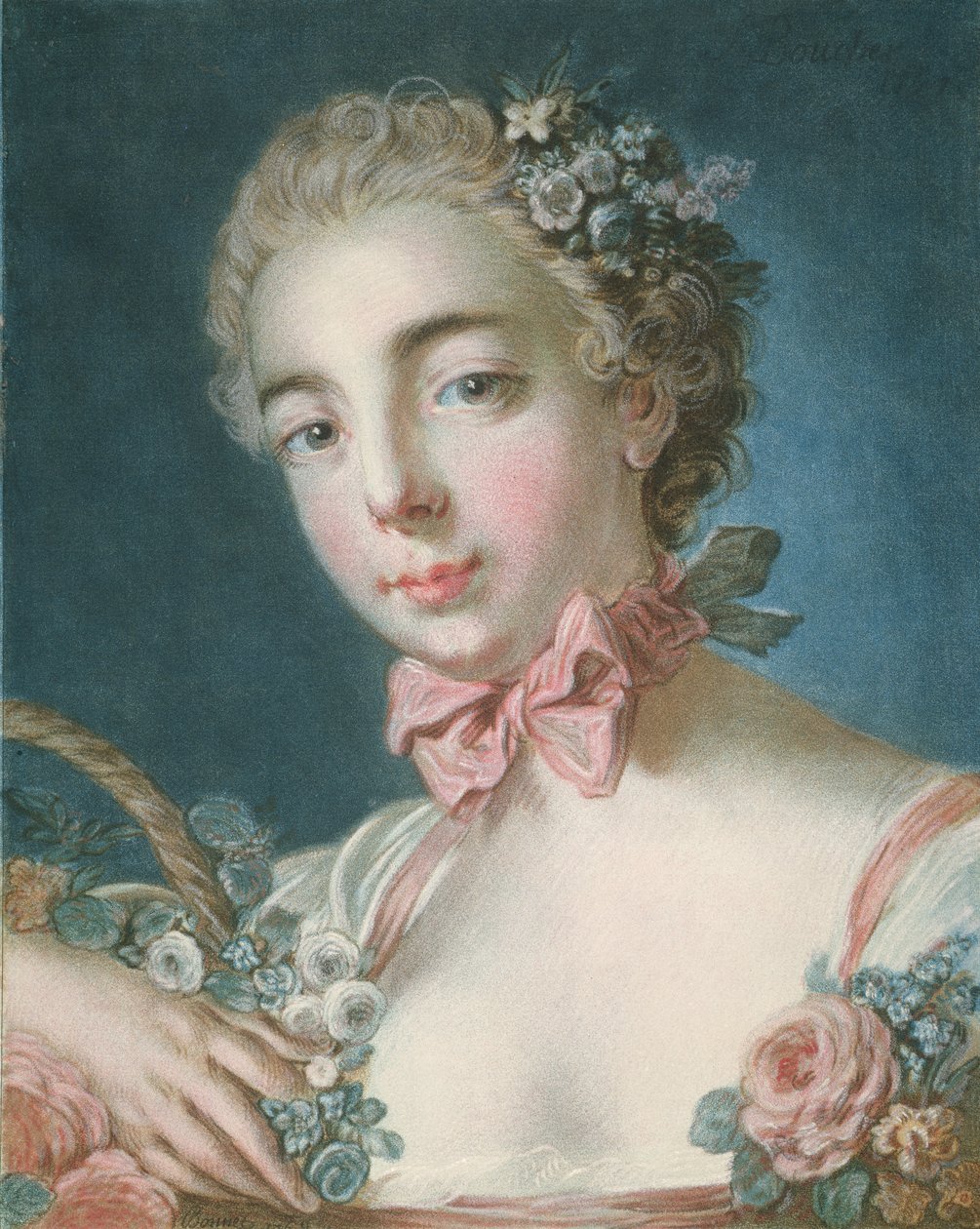 P.59-1959 Florahuvud, graverad av Louis-Marin Bonnet (1736-93) 1769 (färgetsning och gravyr) av François Boucher