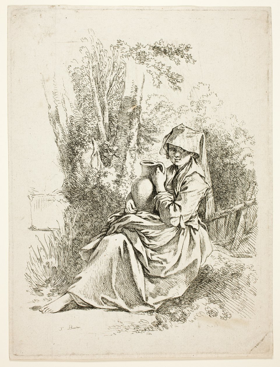 Bondekvinna med en kanna av François Boucher
