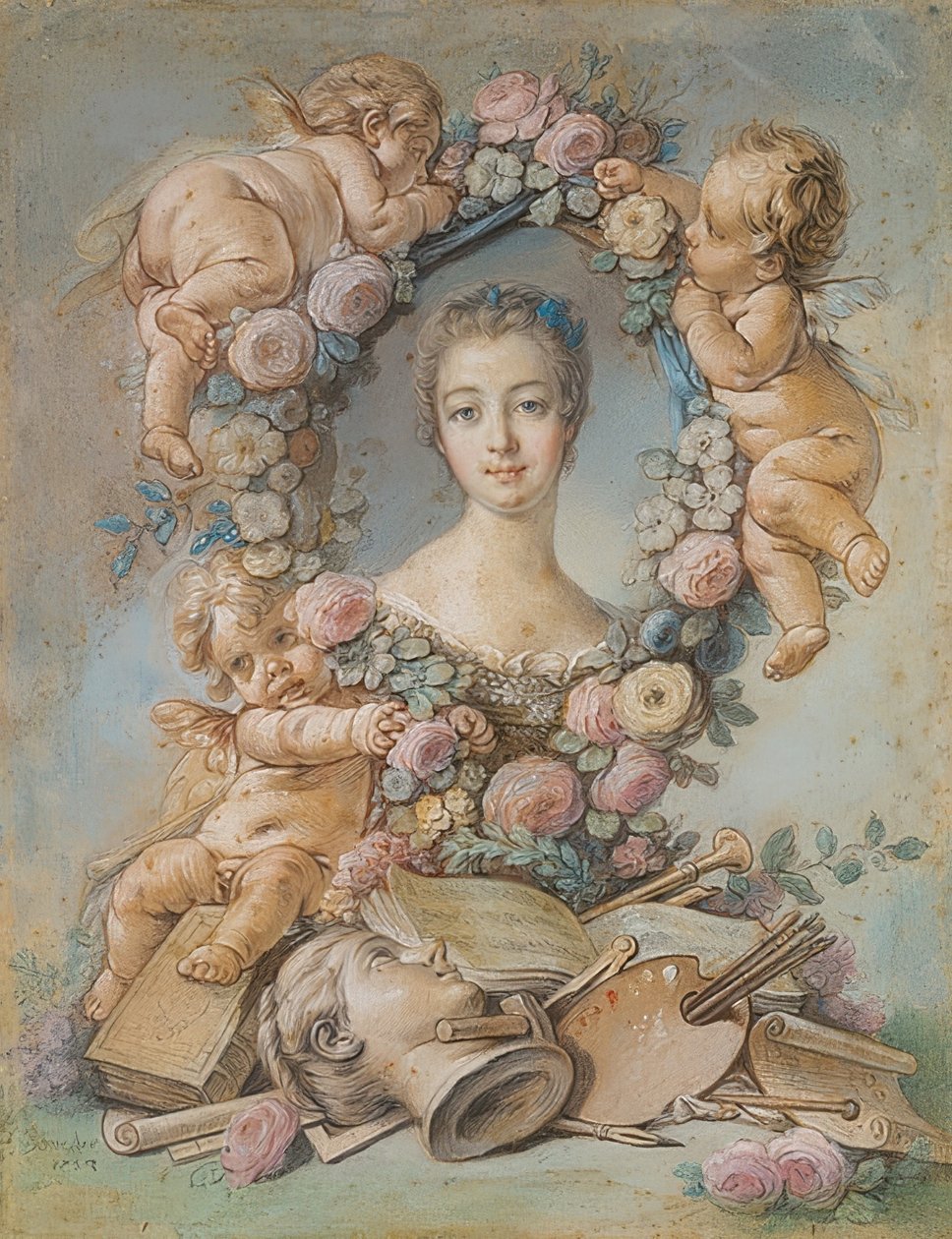 Porträtt av Marquise de Pompadour (1721-1764). 1754 av François Boucher