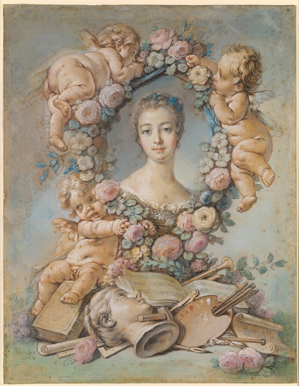 Porträtt av markisin de Pompadour 1721-1764, 1754 av François Boucher