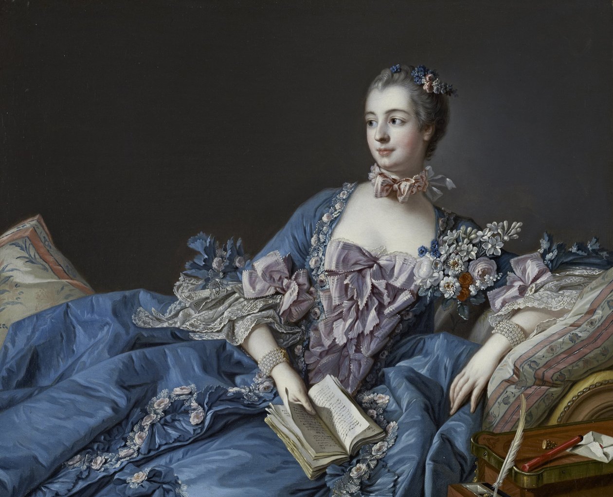 Porträtt av Marquise de Pompadour 1721-1764, ca 1758 av François Boucher