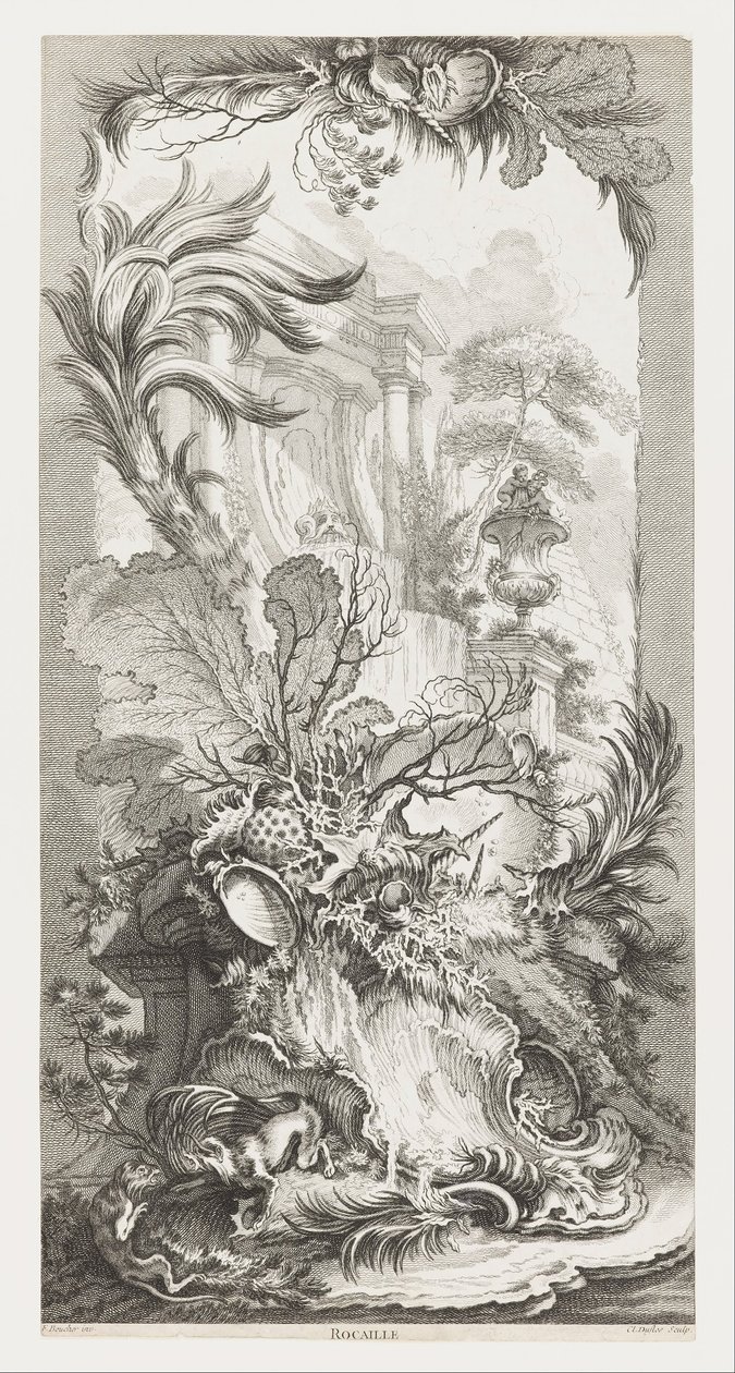 Rocaille [Rokokodesign], i Nouveaux Morceaux pour des Paravents [Nya koncept för skärmar]. av François Boucher