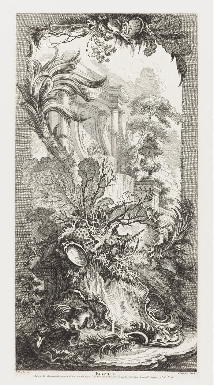 Rocaille [Rococo Design] i Nouveaux Morceaux pour des paravents [Nya koncept för skärmar] av François Boucher