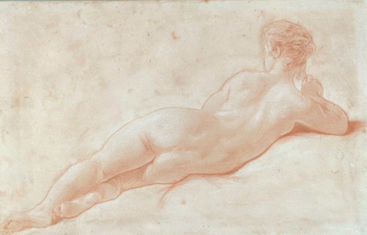 Naken från ryggen på en liggande kvinna av François Boucher