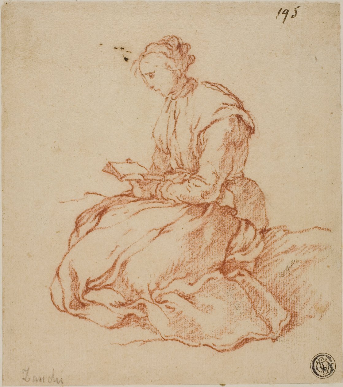 Sittande kvinna som läser av François Boucher