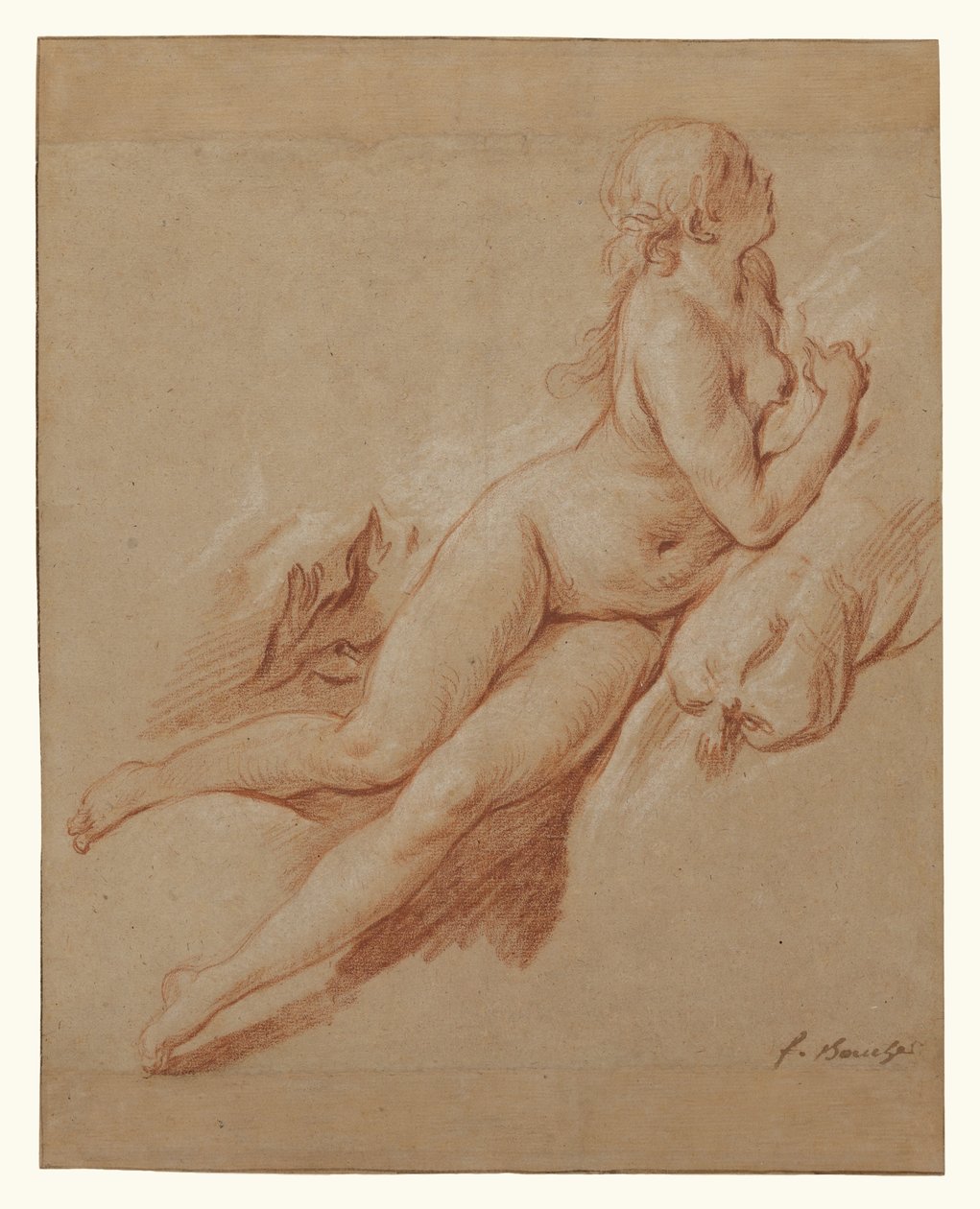Studie av en liggande nakenbild av François Boucher