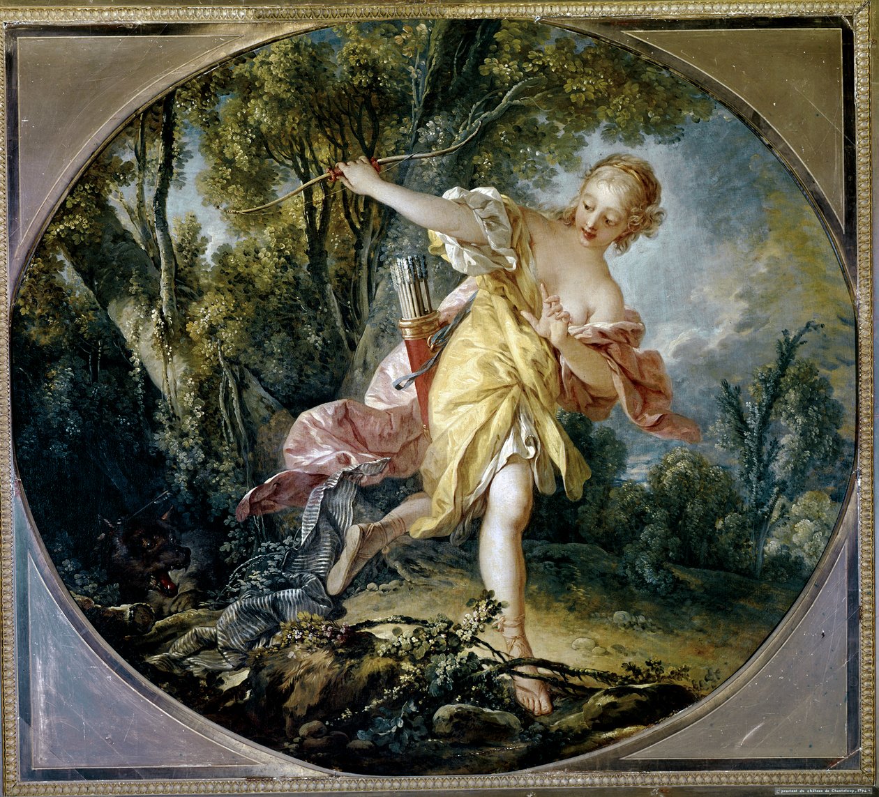 Sylvie flyr från vargen som hon har skadat av François Boucher
