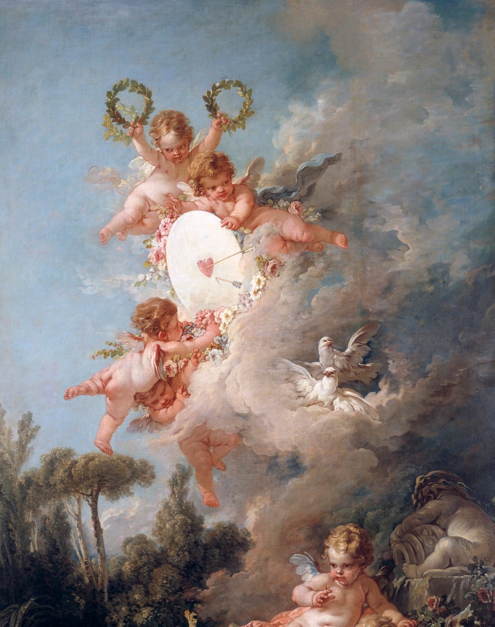 Ängeldetaljens kärleksmål. Målning av Francois Boucher av François Boucher