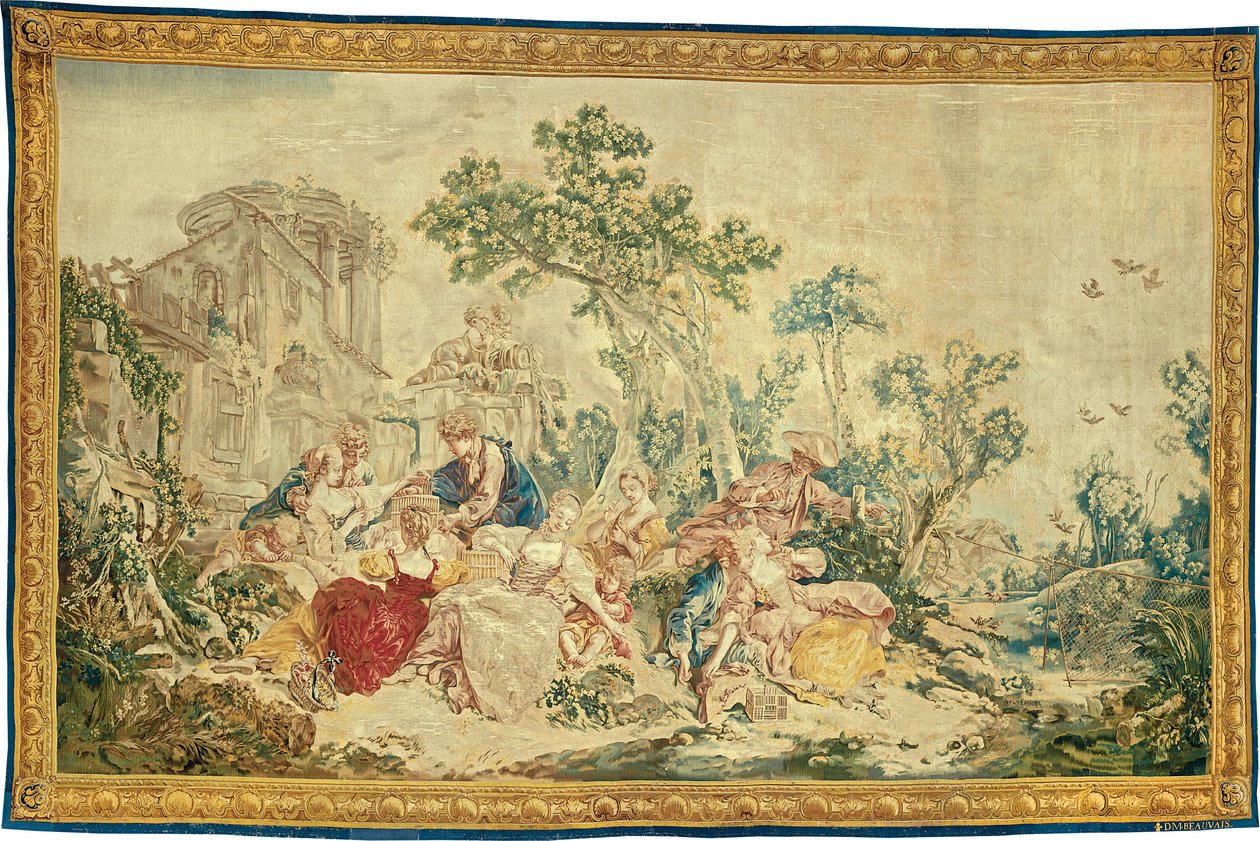Fågelfångaren, från The Noble Pastoral av François Boucher