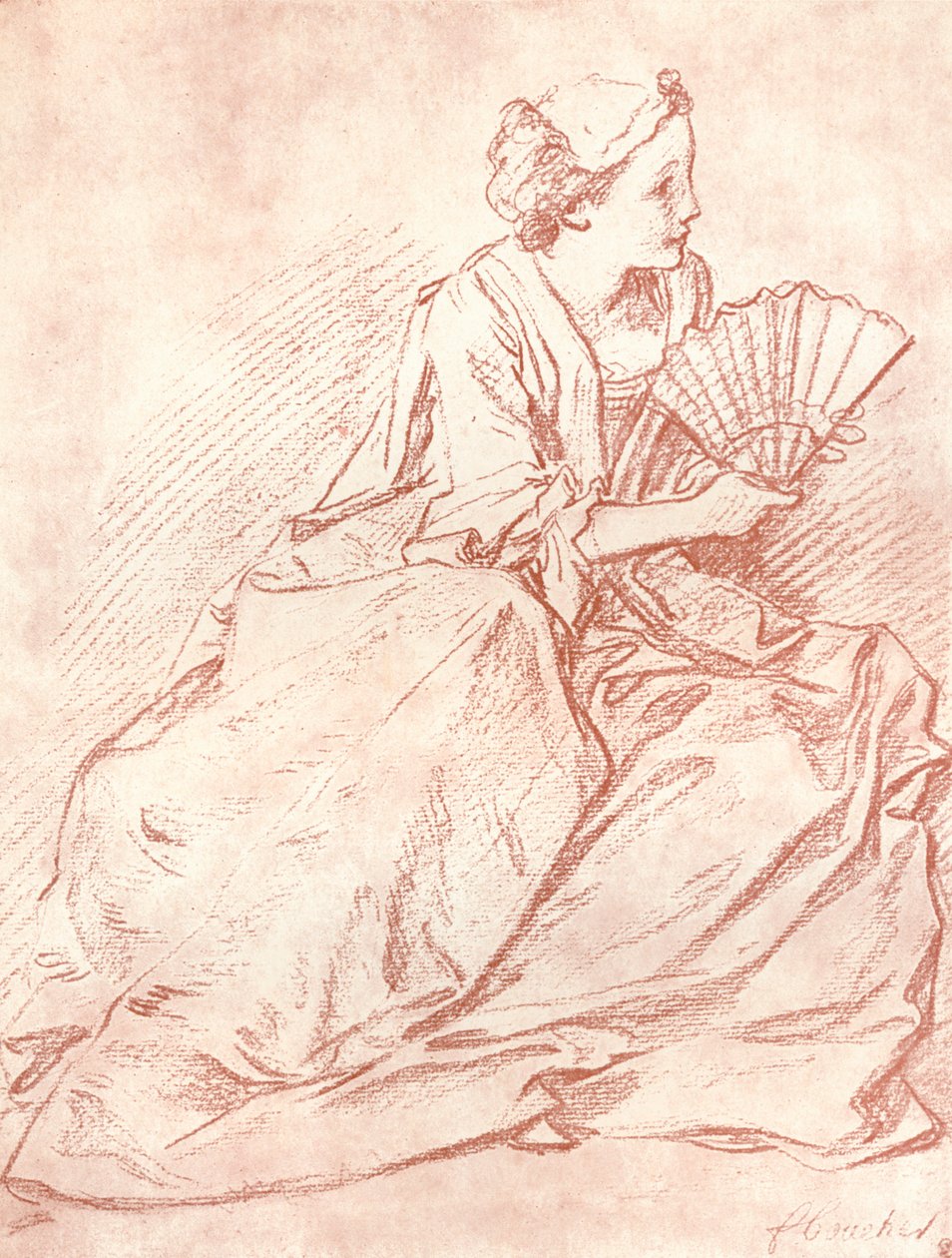 Damen med fläkten, 1700-talet av François Boucher