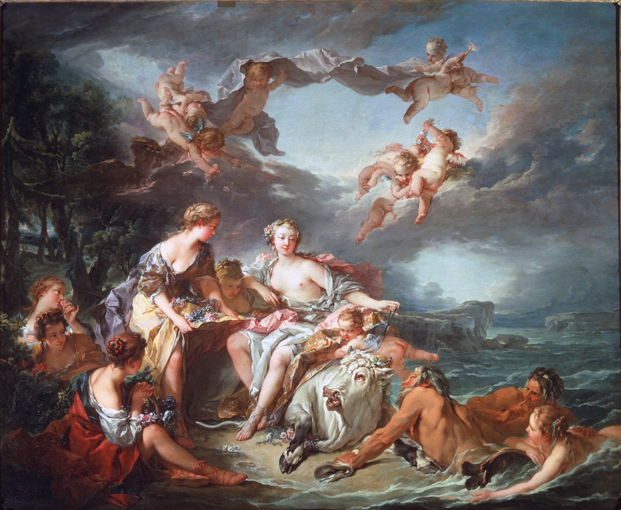 Kidnappningen av Europa - Olja på duk av François Boucher
