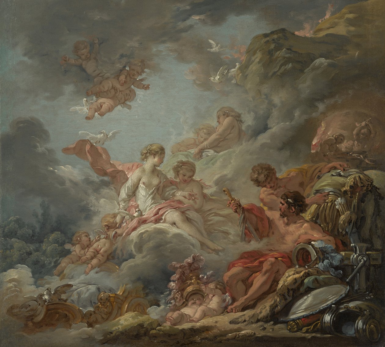 Vulcan presenterar vapen till Venus för Aeneas, 1756 av François Boucher