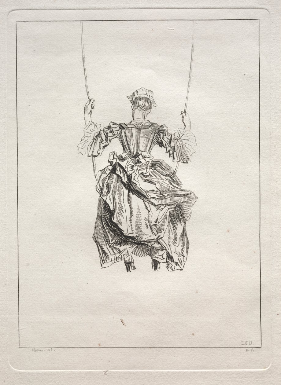 Kvinna på en gunga, sedd bakifrån av François Boucher