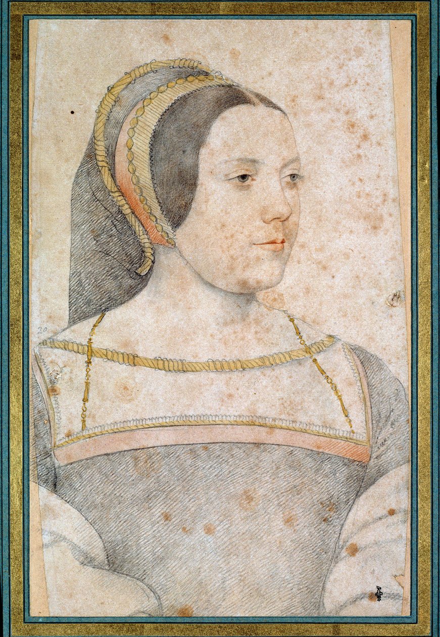Porträtt av Judith av Assigny, hustru till Jean de Crequi, far till Cannaples (1502 - 1558). Teckning med svart sten och blod av Francois Clouet (1515-1572) av François Clouet