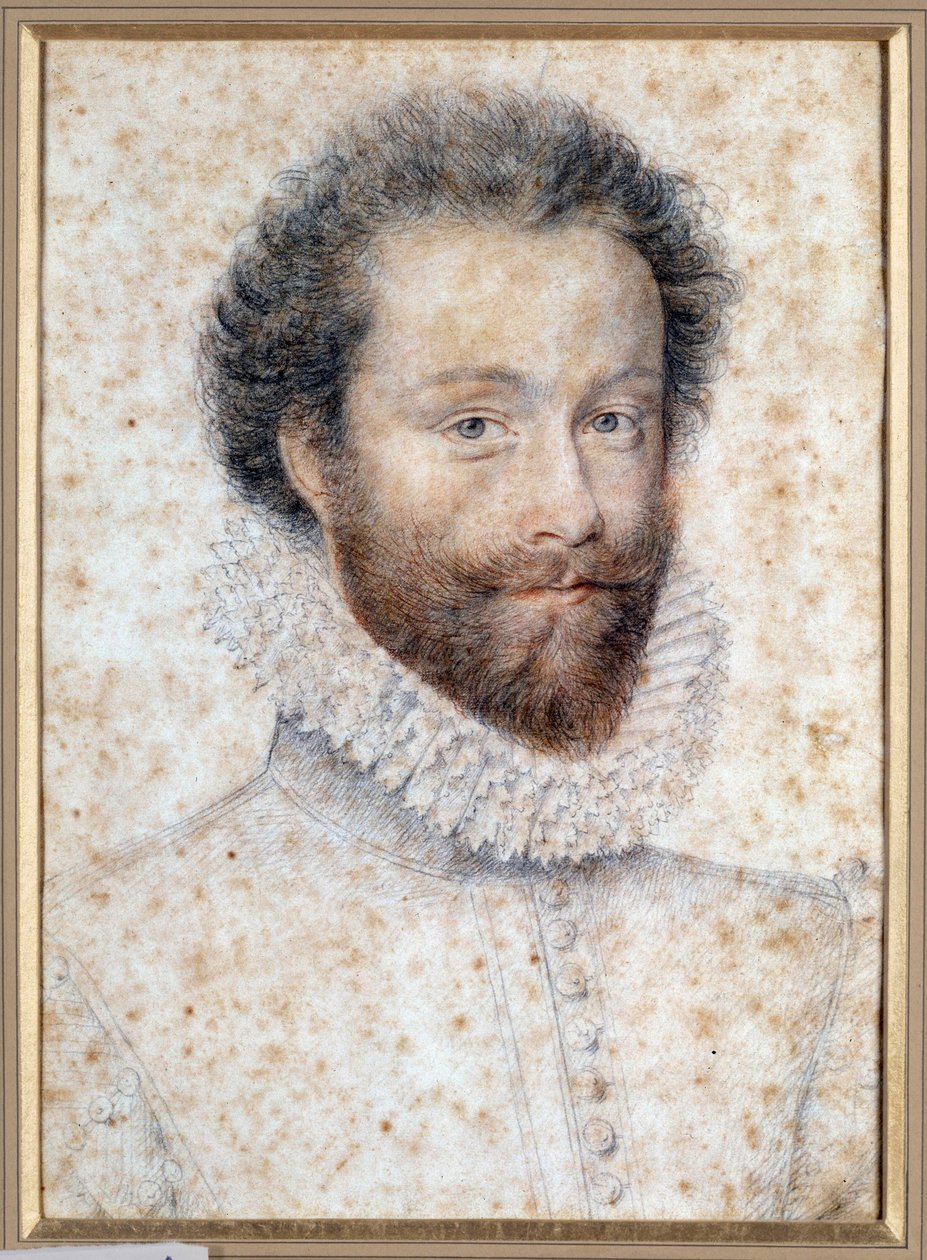 Porträtt av okänd kanske Louis I, Prince of Conde av François Clouet