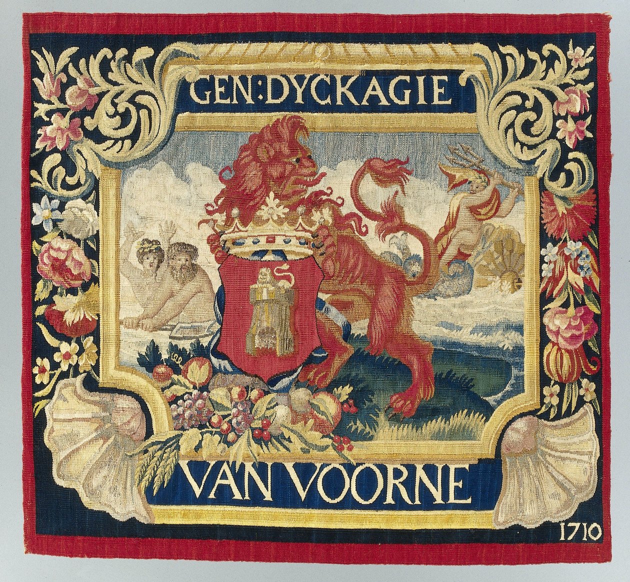 Kuddlakan med en symbolisk representation och Voornes vapen av François Coppens (attributed to)