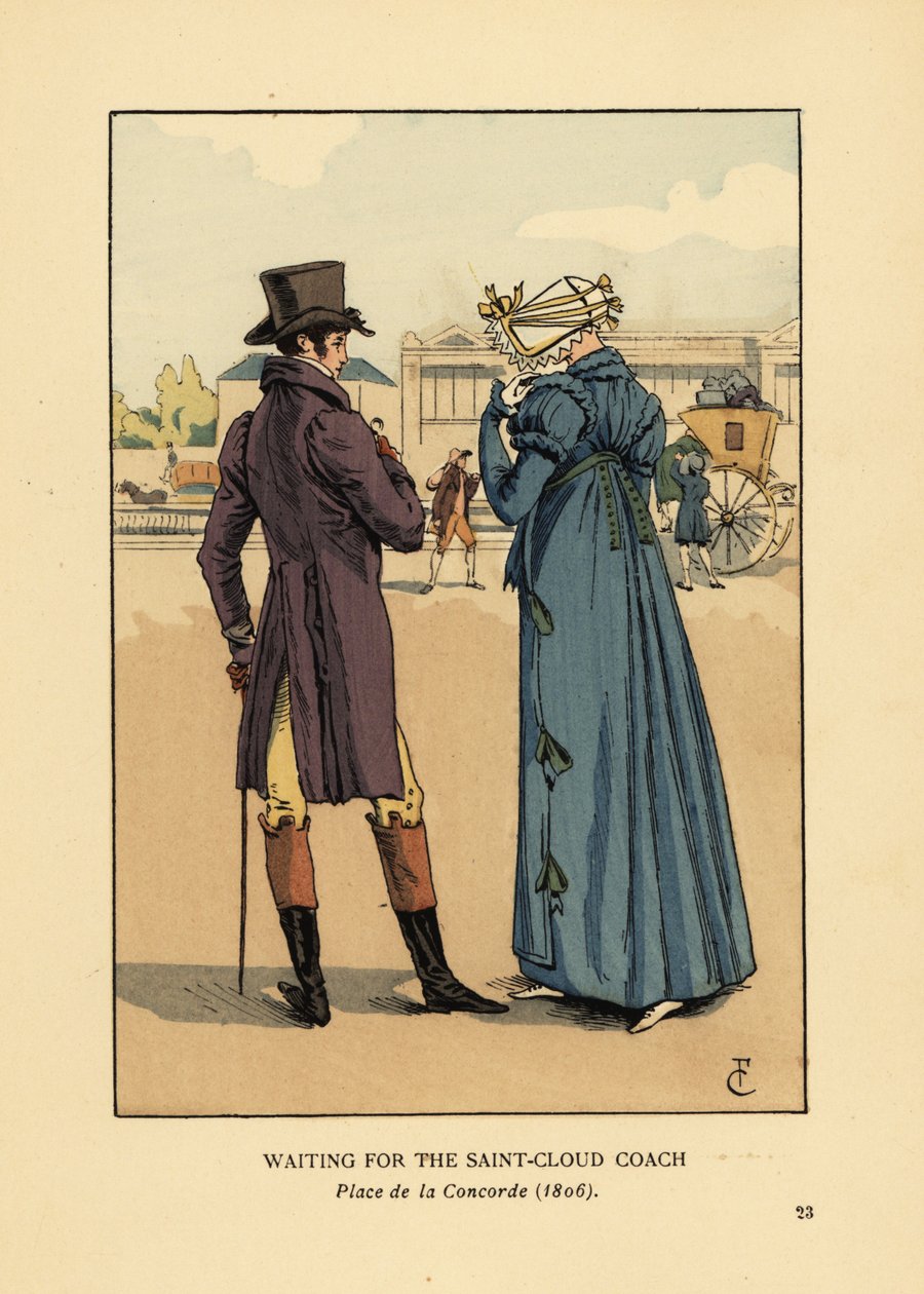 Par som väntar på Saint-Cloud-tränaren, Place de la Concorde av François Courboin