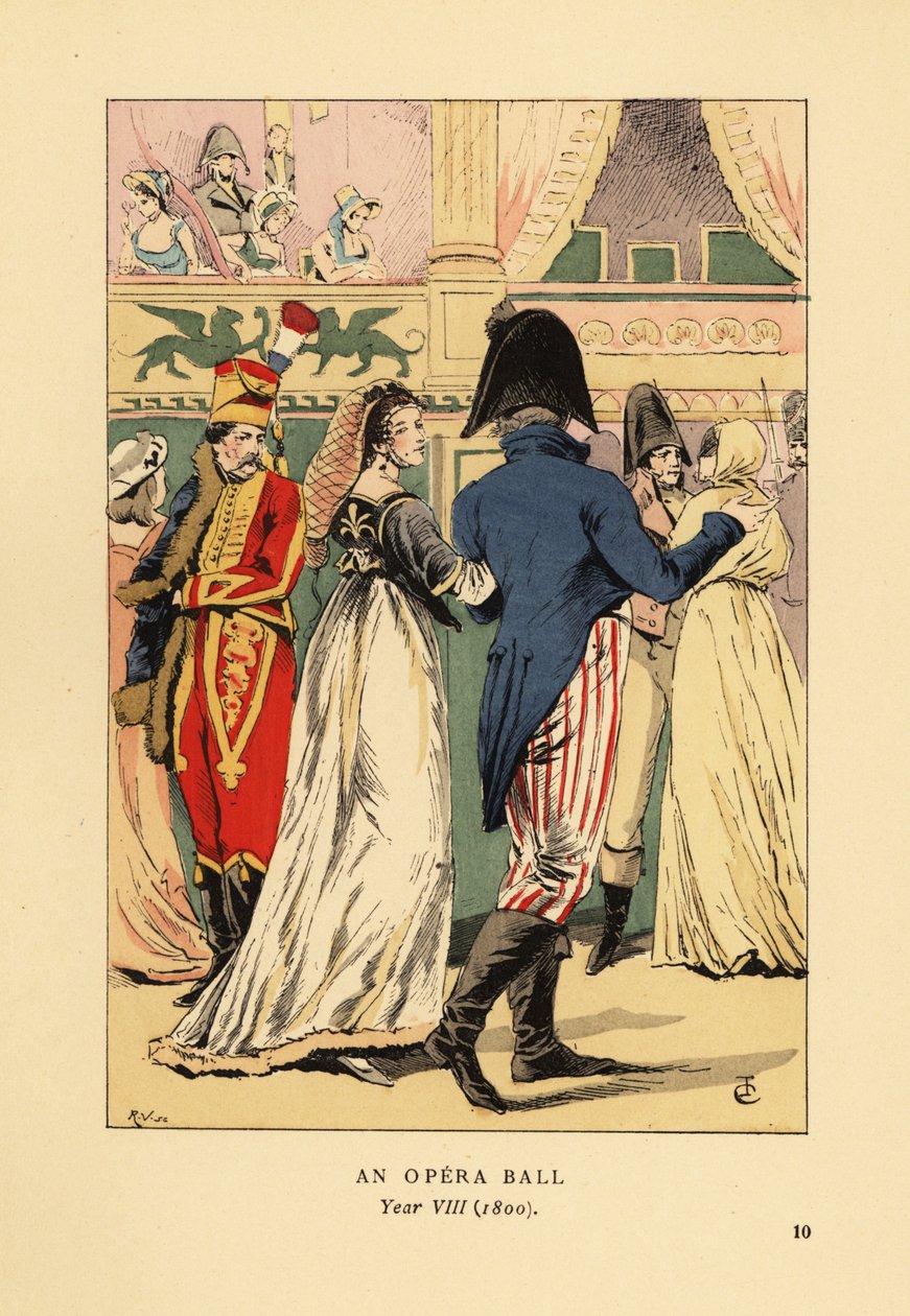 Fashionabla gäster på en maskeradbal av François Courboin