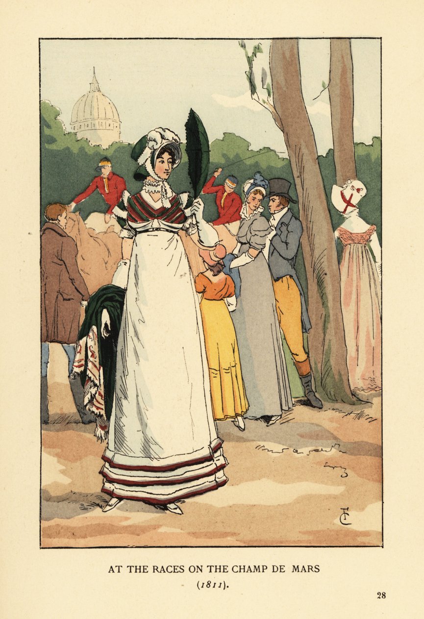 Fashionabla kvinna på hästkapplöpningarna på Champ de Mars av François Courboin