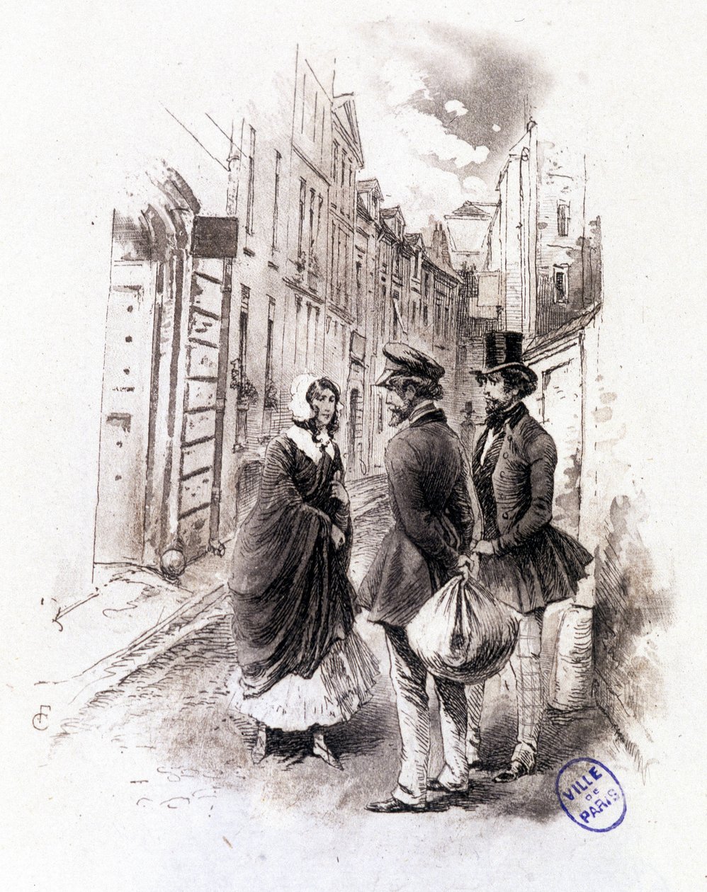 Illustration av "" Profile of grisette""" ny tillhörande Receuil "" Mimi de Pinson"" av Alfred de Musset av François Courboin