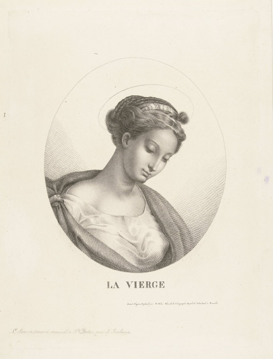 Byst av Maria i oval La Vierge (titel på objekt) av François Deleu