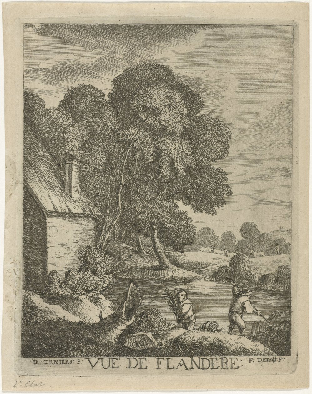 flamländskt landskap Vue de Flandere (titel på objekt) av François Deroy