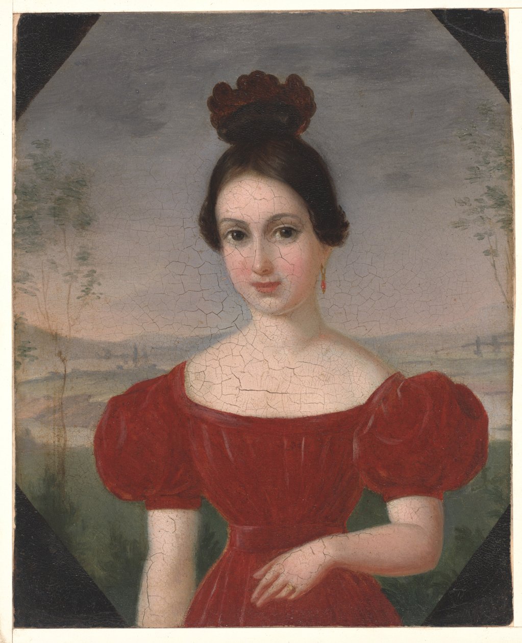Porträtt av Marie Louise Têtu, Madame François Fleischbein, ca 1833-36 (olja på papper) av François Fleischbein