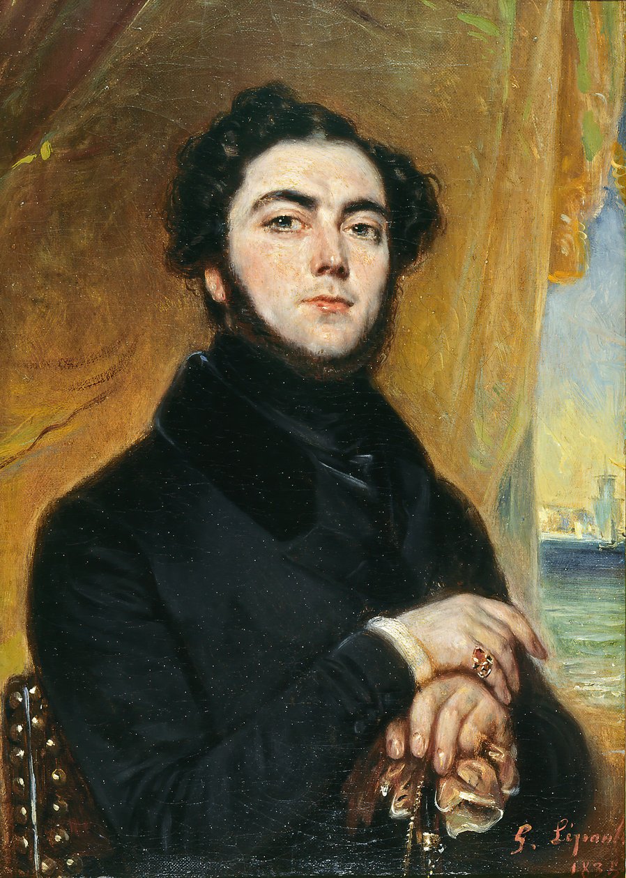 Porträtt av romanförfattaren Eugène Sue 1804-1857, 1836. av François Gabriel Lépaulle