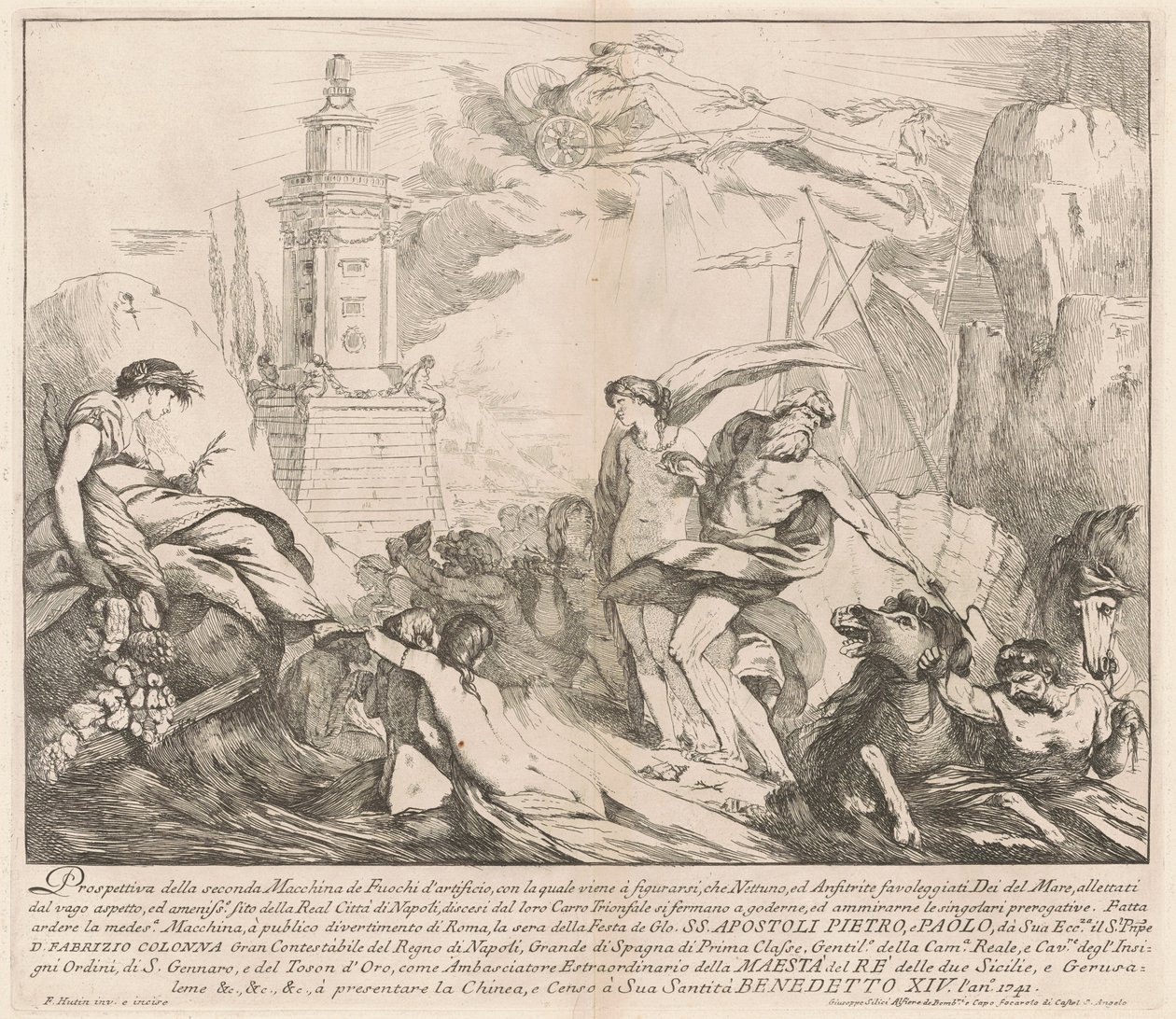 Seconda Macchina för Kina 1741: Neptunus och amfitrit av François Hutin