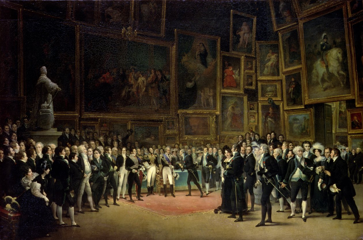 Charles X delar ut priser till konstnärerna i slutet av utställningen 1824 av François Joseph Heim