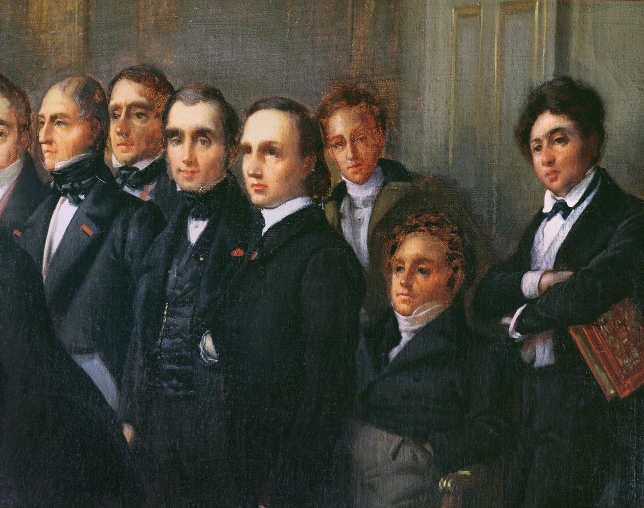 Föreläsning i foajén till Comedie Francaise, 26 maj 1828 (detaljer) av François Joseph Heim