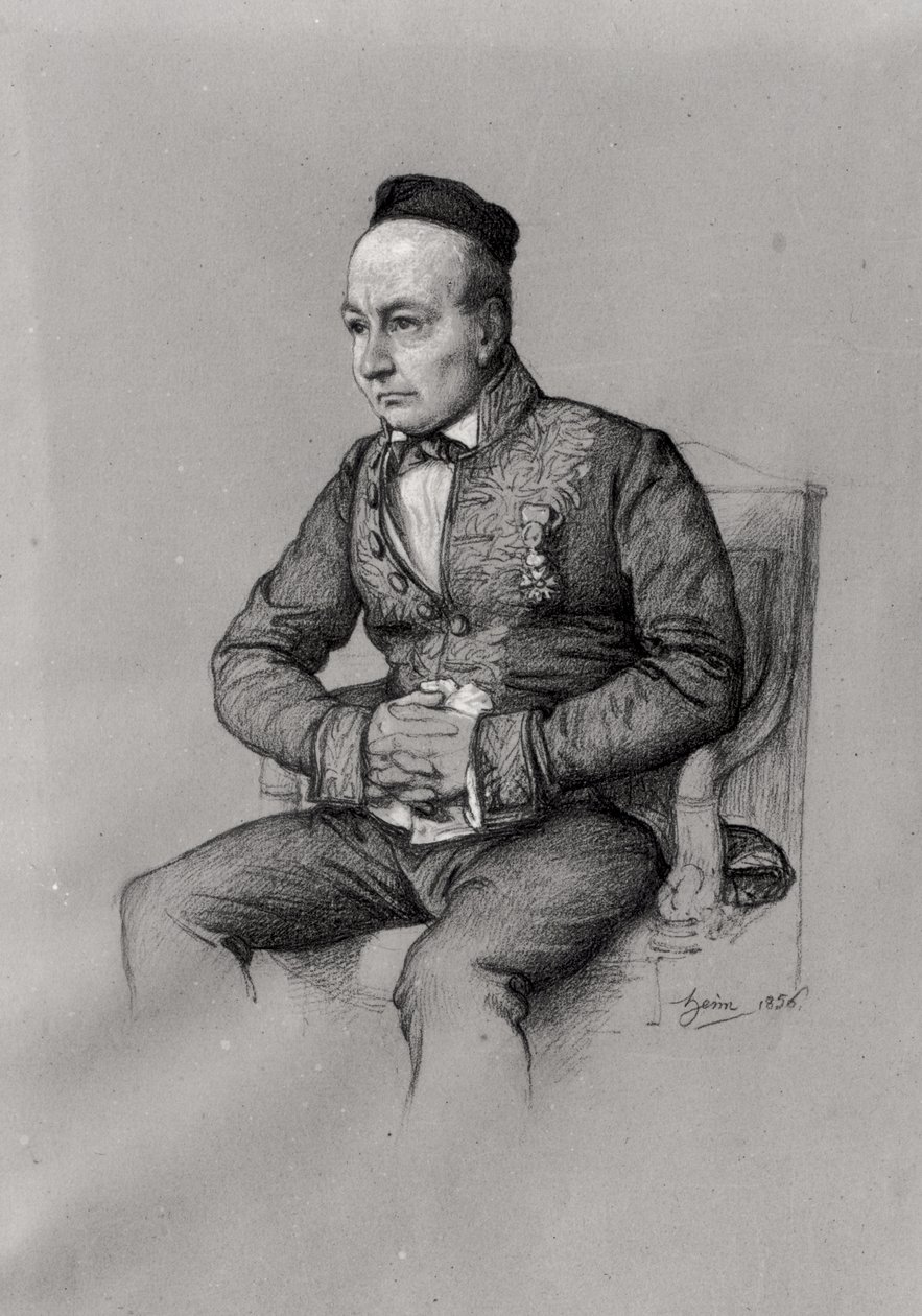 Porträtt av Charles Augustin Sainte-Beuve (1804-69) 1856 (krita på papper) av François Joseph Heim