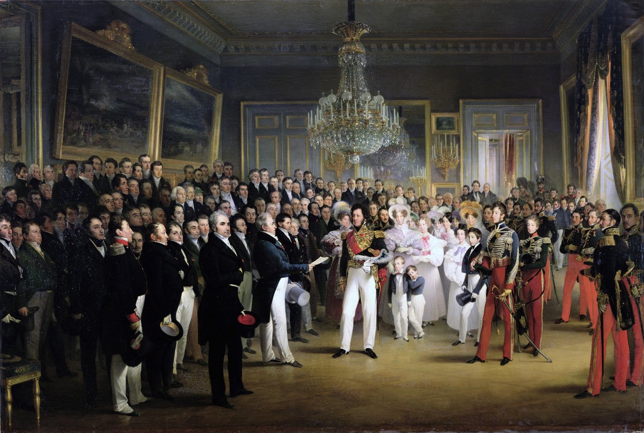 Deputeradekammaren vid Palais Royal kallar hertigen av Orleans den 7 augusti 1830 av François Joseph Heim