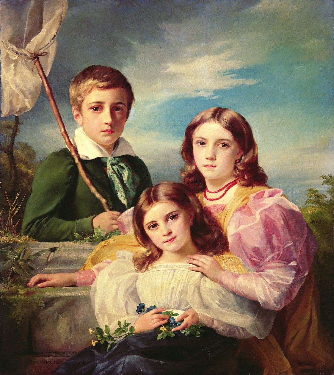 Leon Suys och hans två systrar, 1800-talet av François Joseph Navez