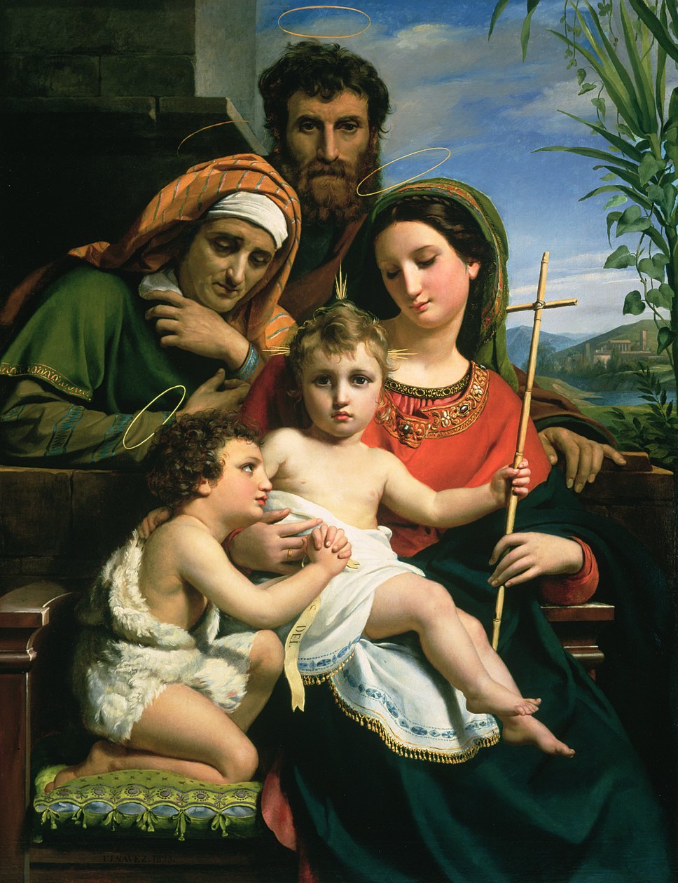Den heliga familjen med de heliga Johannes Döparen och Elizabeth, 1823 av François Joseph Navez