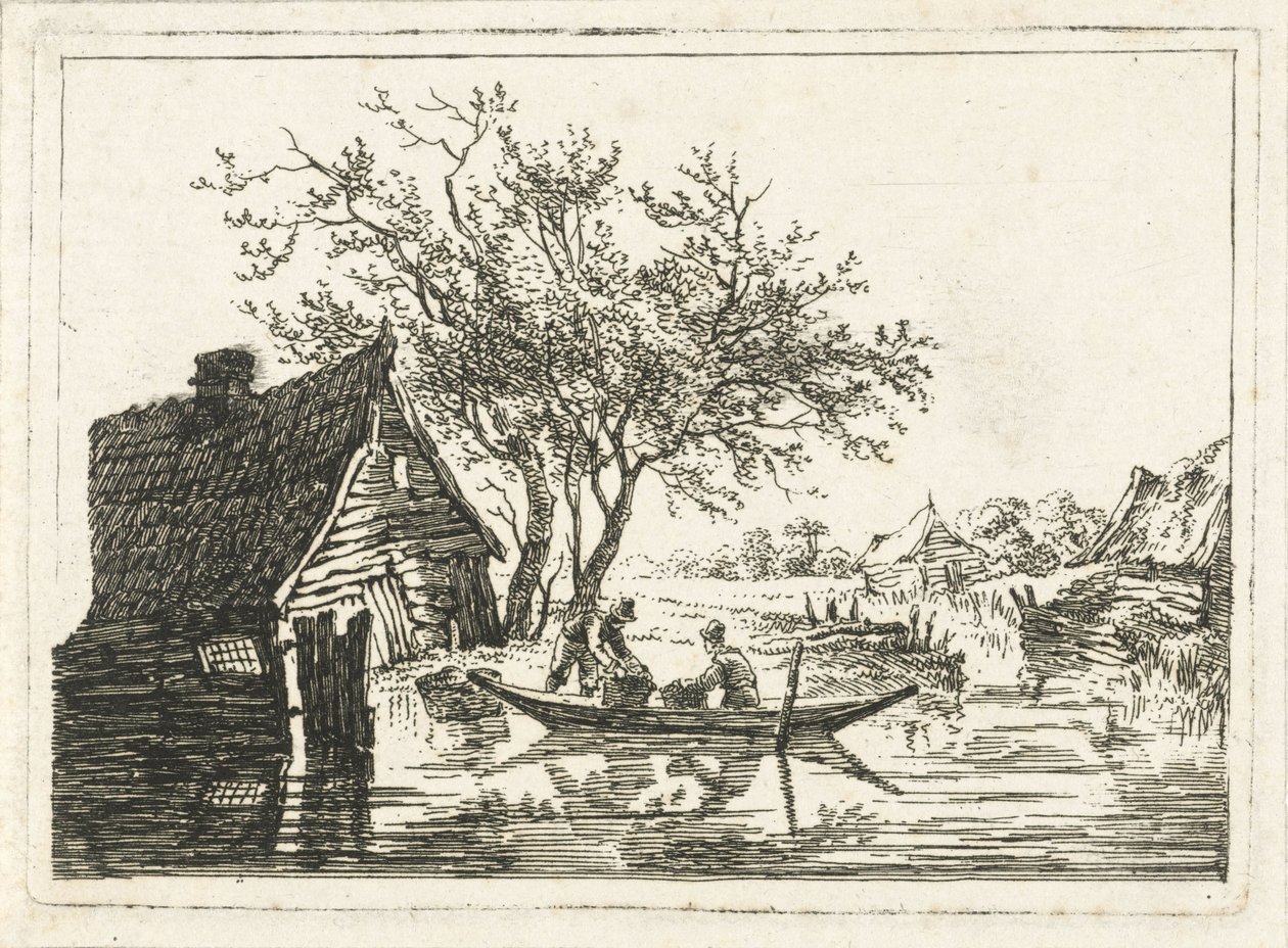 Flodlandskap med gård av François Joseph Pfeiffer (II)