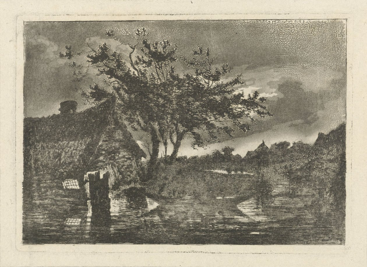 Flodlandskap med gård av François Joseph Pfeiffer (II)