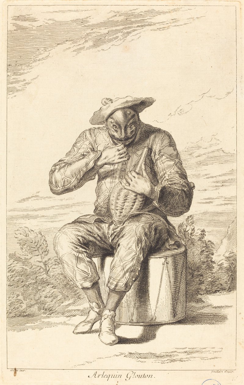 Harlequin frossare av François Joullain after Claude Gillot